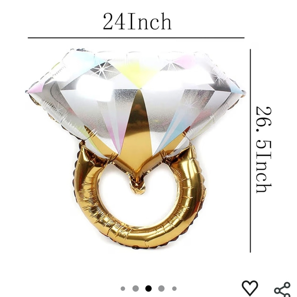 Glamorous Gold and Silver Diamond Ring Balloon
